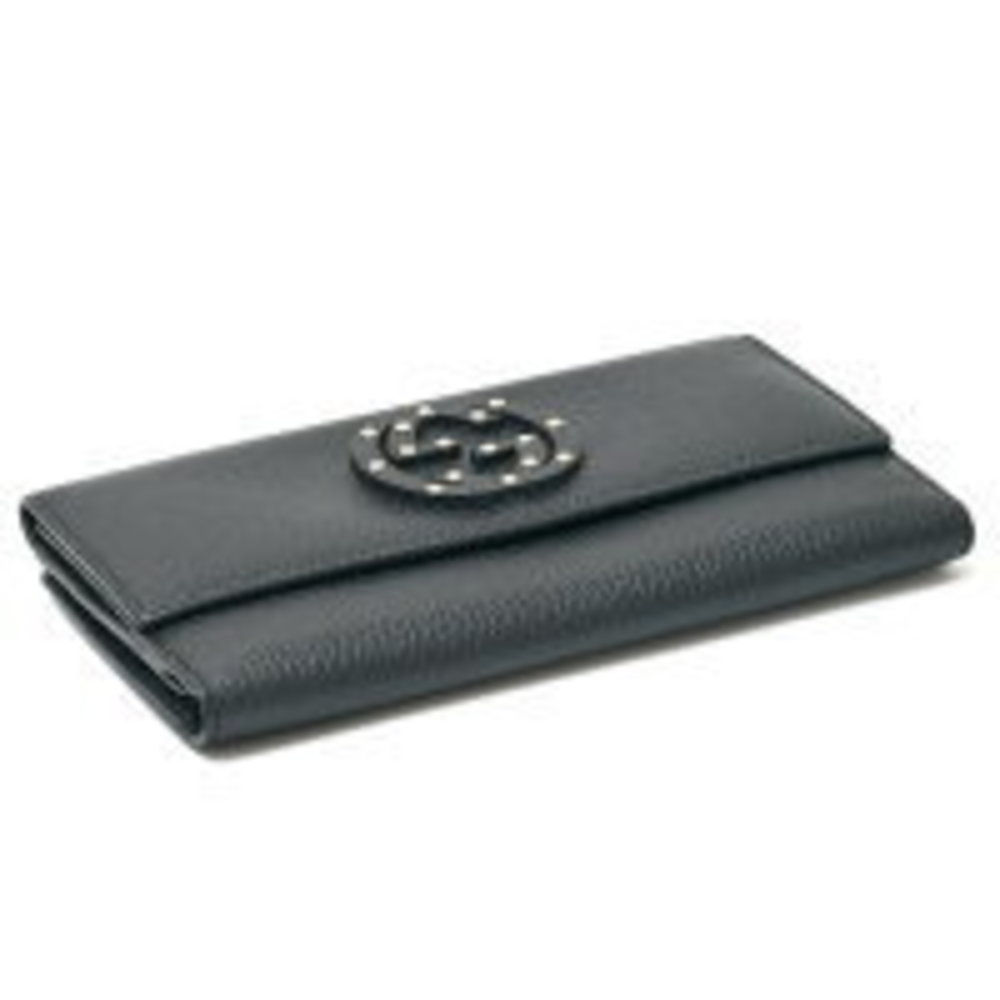 Gucci Interlocking Stud Wallet Fold Long Black Gg… - image 3
